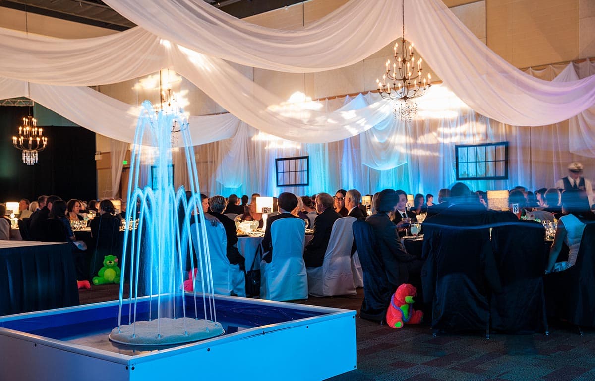 Spray ring water fountain rental at event